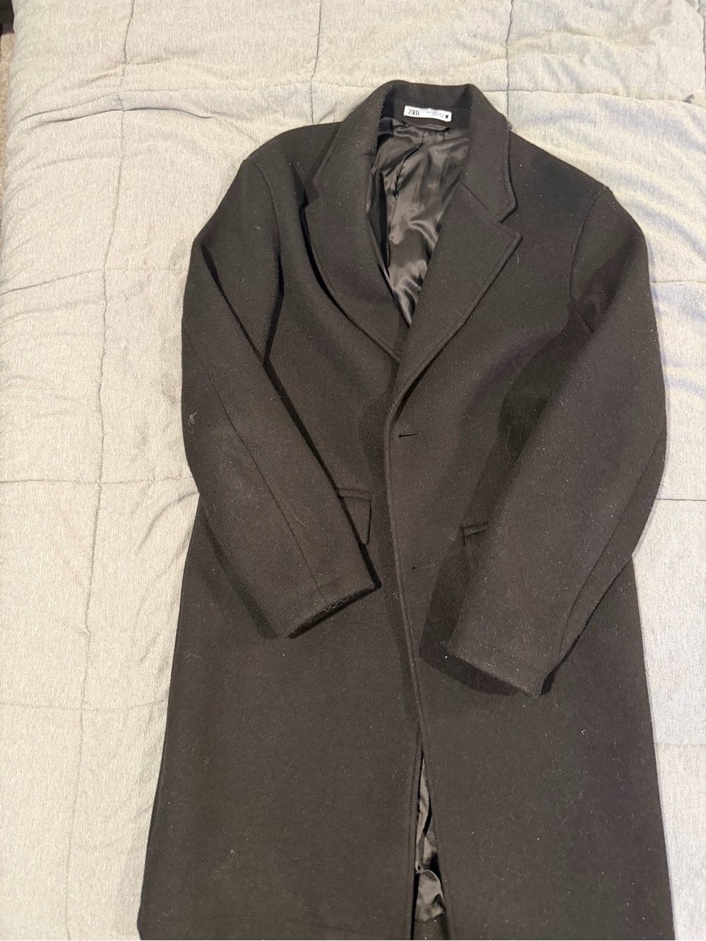 Zara Black Men's Pea Coat - Classic Tailored Style